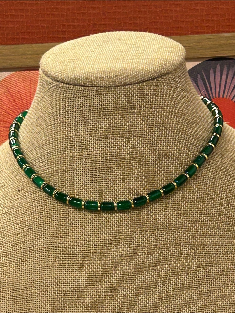 Lola Emerald Green glass Beaded Choker Necklace